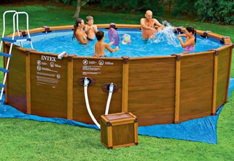 Intex 16 ft 8" x 49" Sequoia Spirit Wood-Grain Frame Pool Set